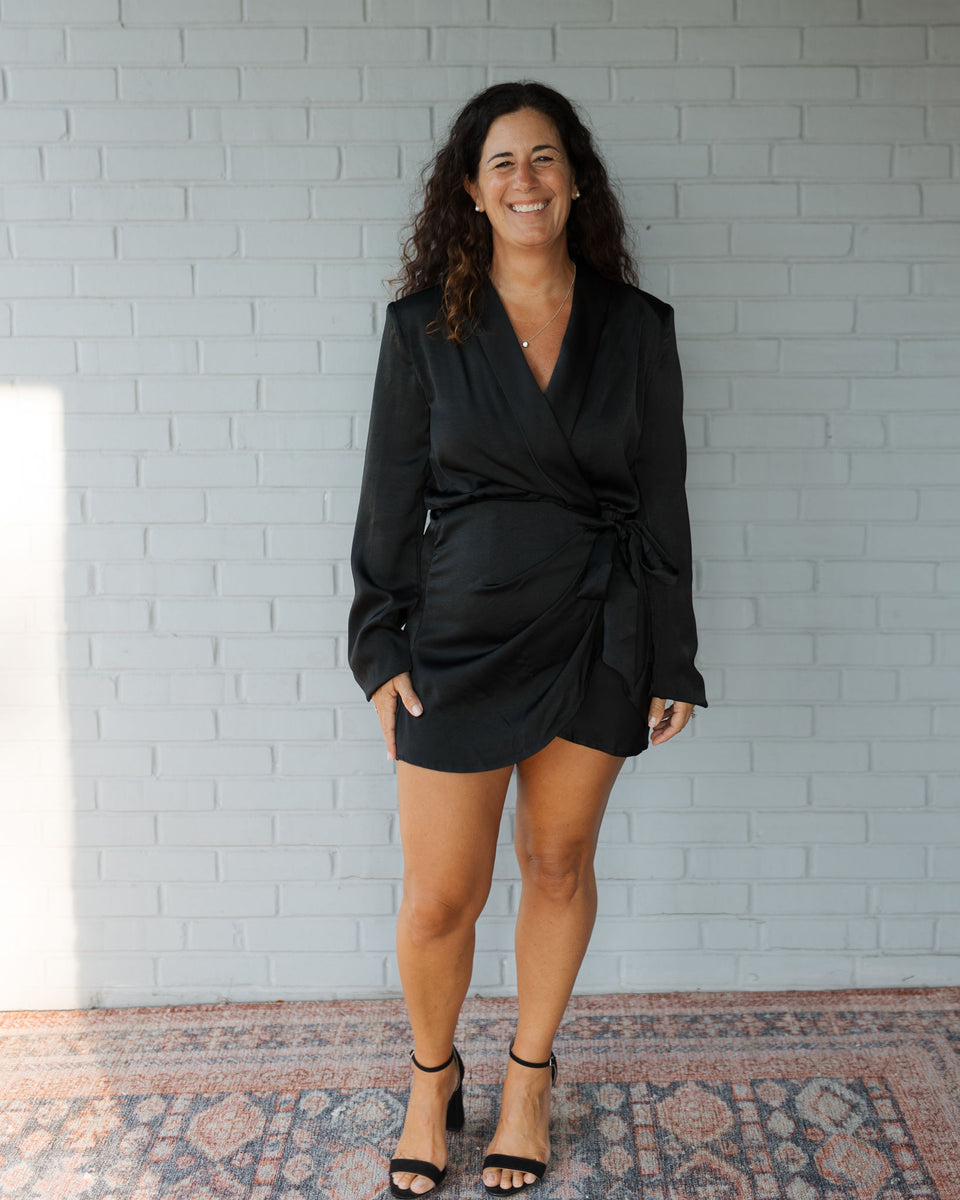 Mia Satin Blazer Wrap Dress Piccolo Boutique LLC