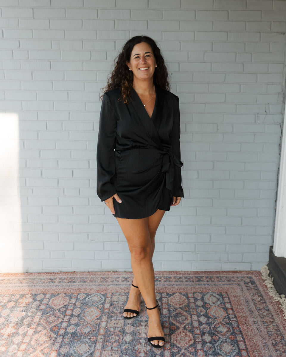 Mia Satin Blazer Wrap Dress Piccolo Boutique LLC