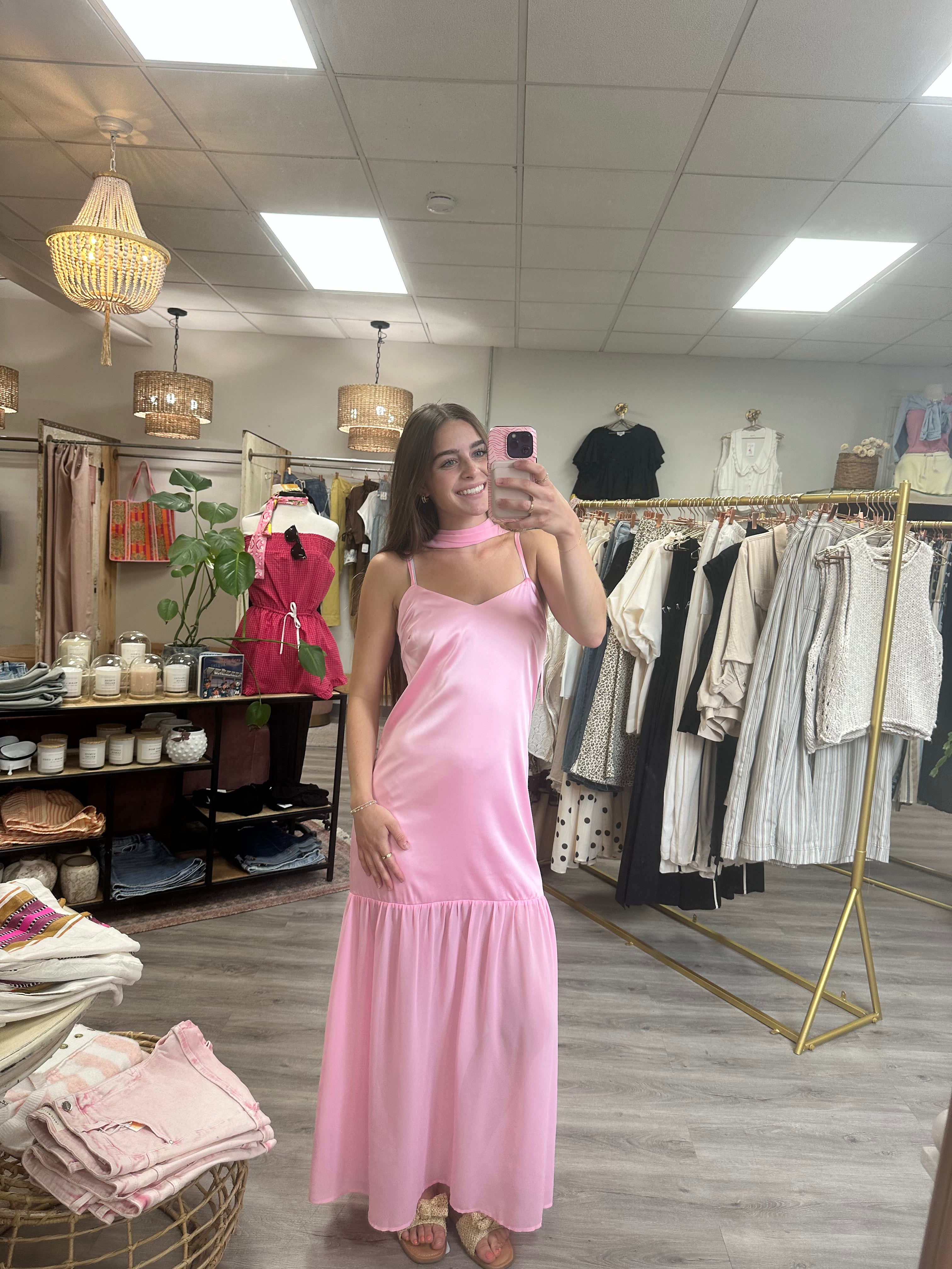 maxi dress pink boutique Hot Pink Lace Maxi Dress
