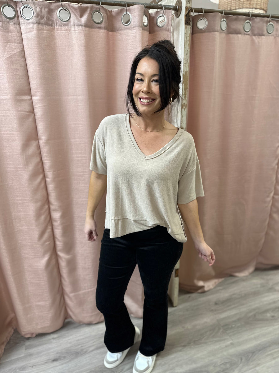 Better Than Ever Vneck in Taupe Piccolo Boutique LLC