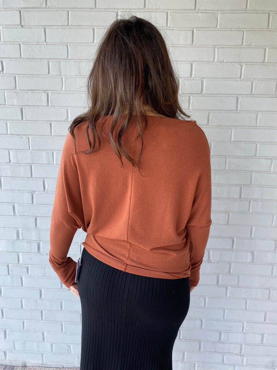 Fearless Off the Shoulder Rust Piccolo Boutique LLC