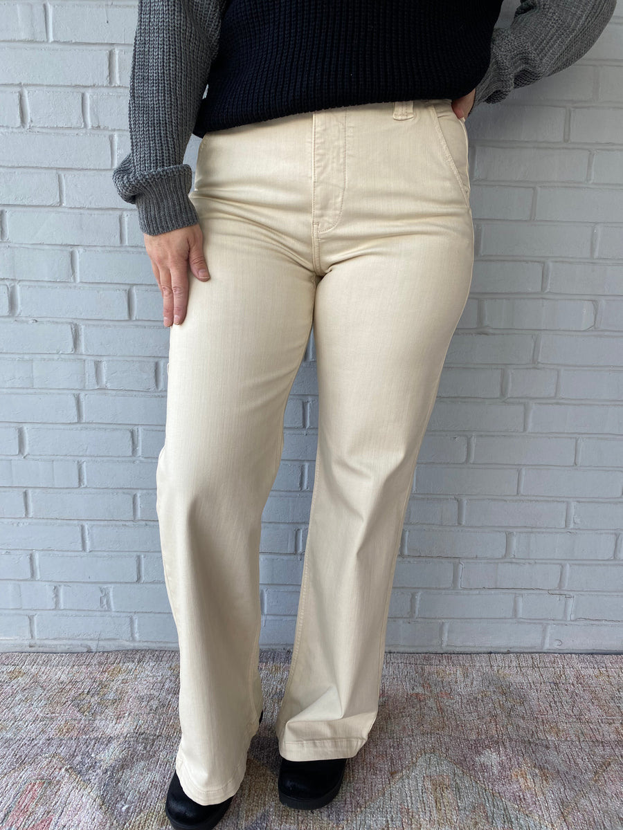 Holly High Rise Flares in Tan Piccolo Boutique LLC