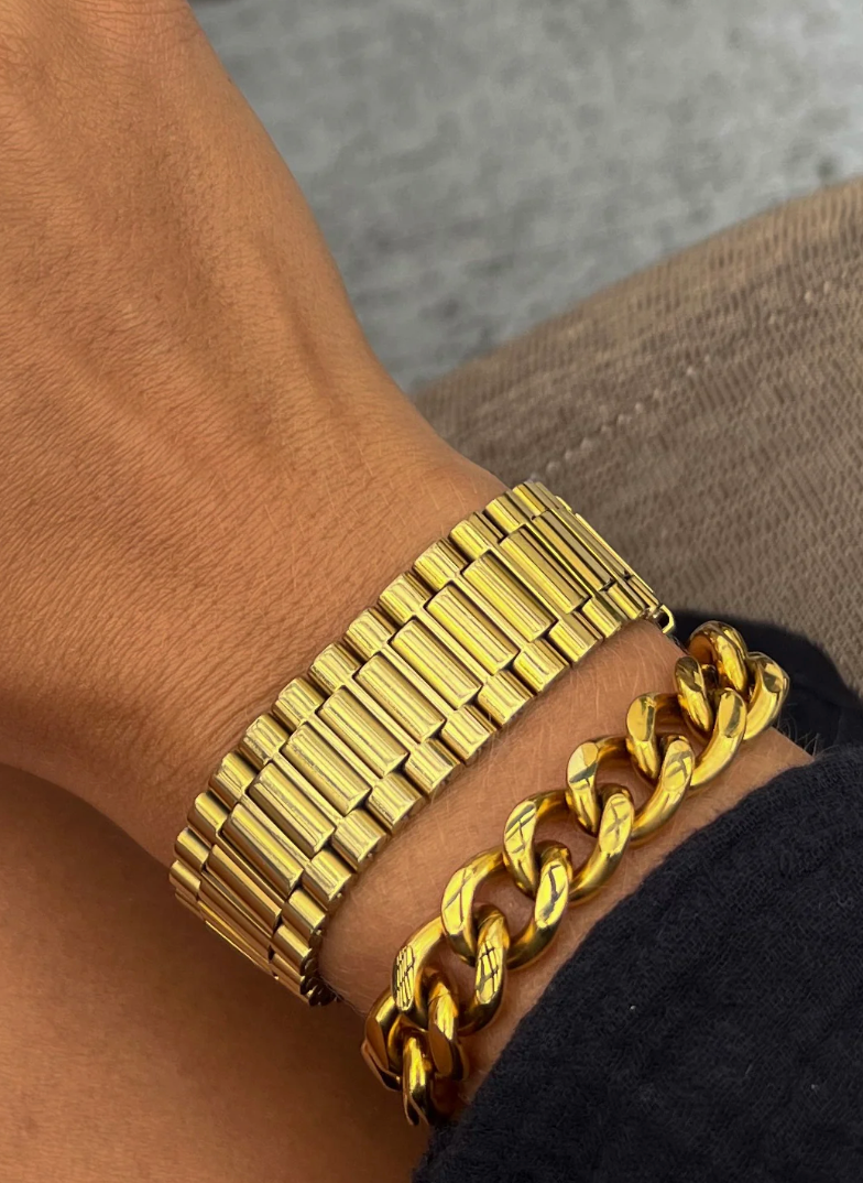 Thick Gold Watch Band Bracelet