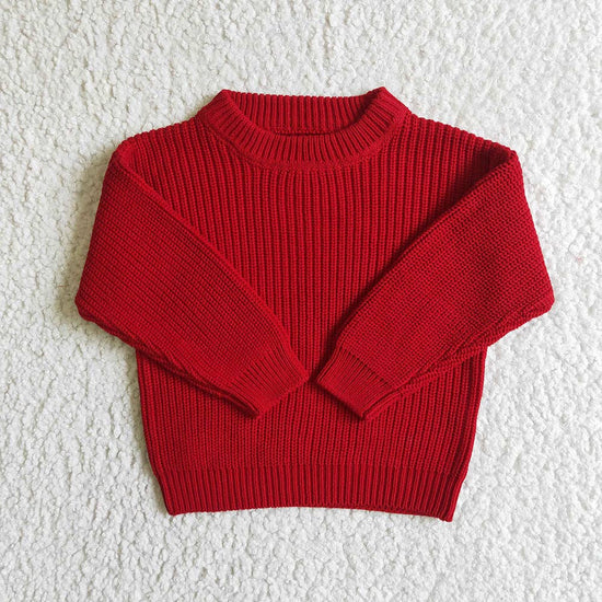 Baby Kids Girls Spring Fall Woolen pullover Sweaters: 2T / Red