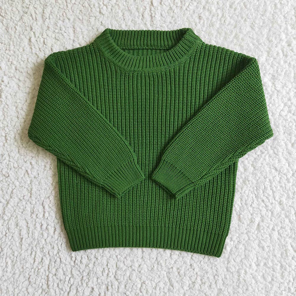 Baby Kids Girls Spring Fall Woolen pullover Sweaters: 2T / Green