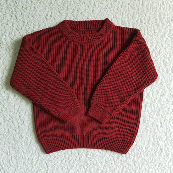 Baby Kids Girls Spring Fall Woolen pullover Sweaters: 2T / Wine