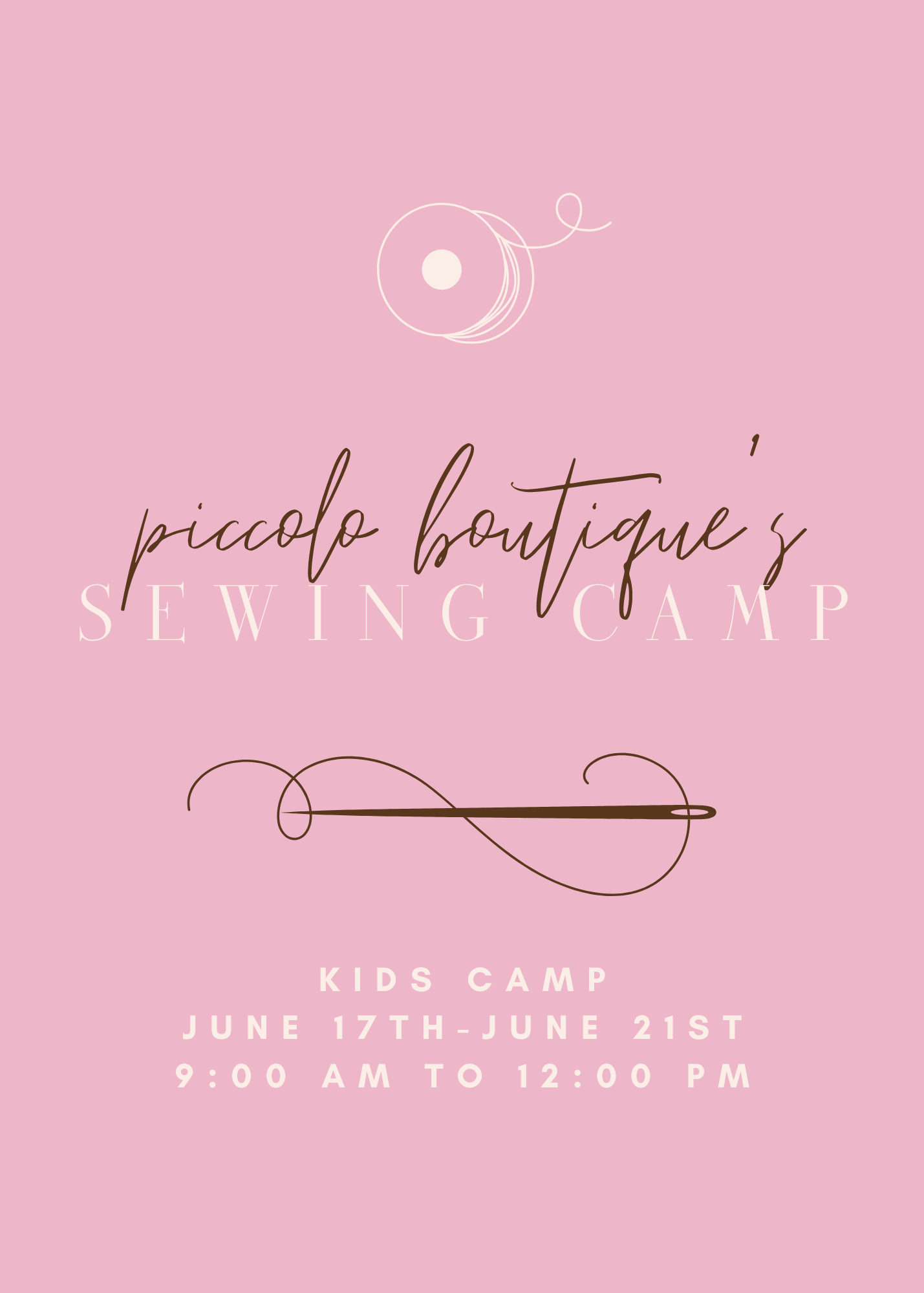 Basic Sewing For KIDS ages 8+ -June 17th-June 21st