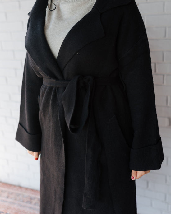 Effortless Knit Trench Coat Black