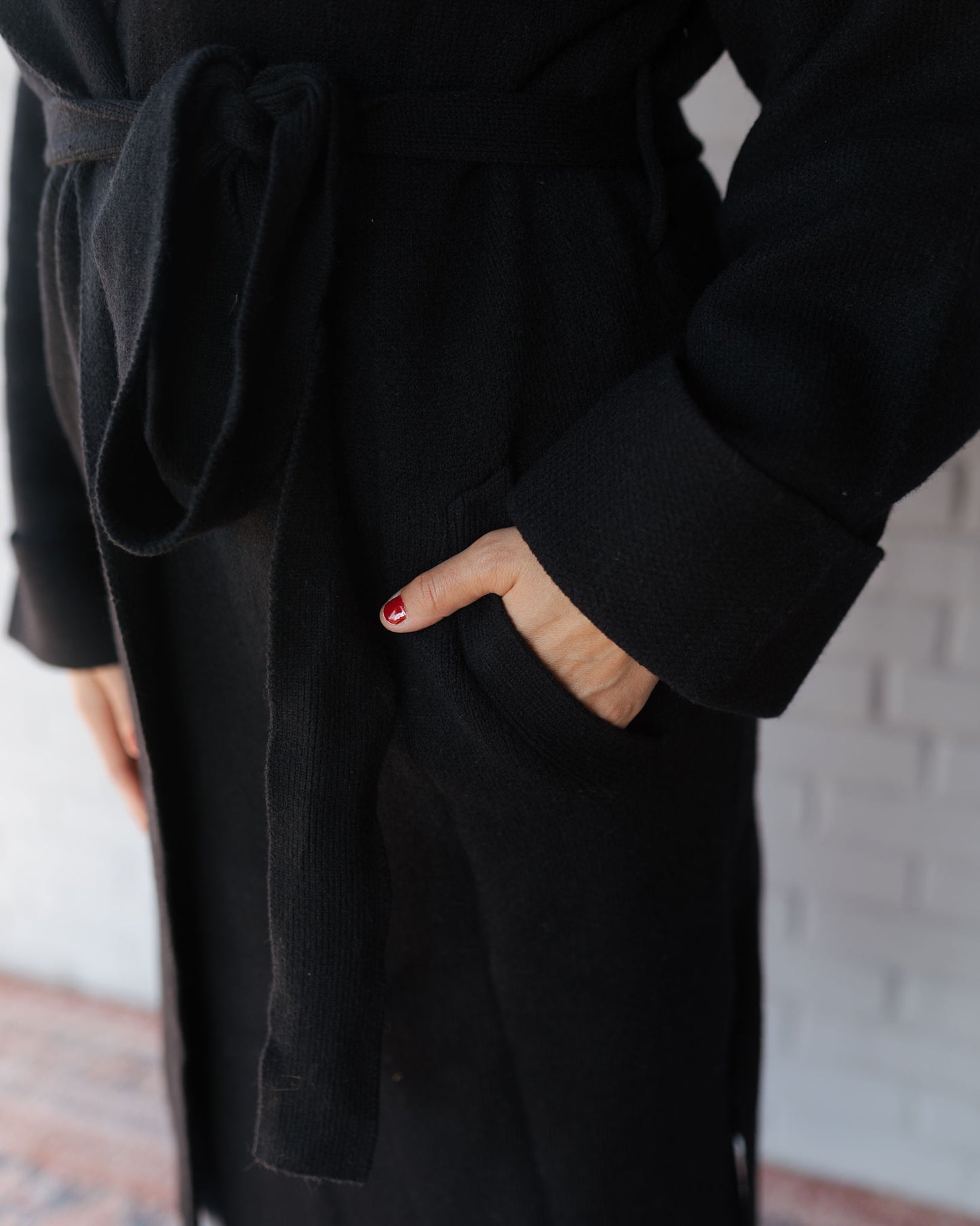 Effortless Knit Trench Coat Black