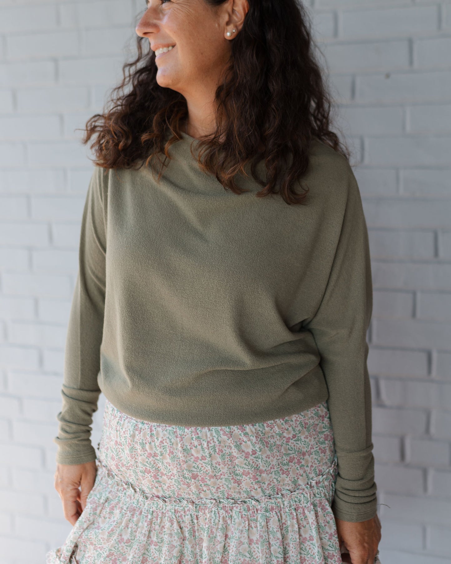 Fearless Off the Shoulder Sweater Olive