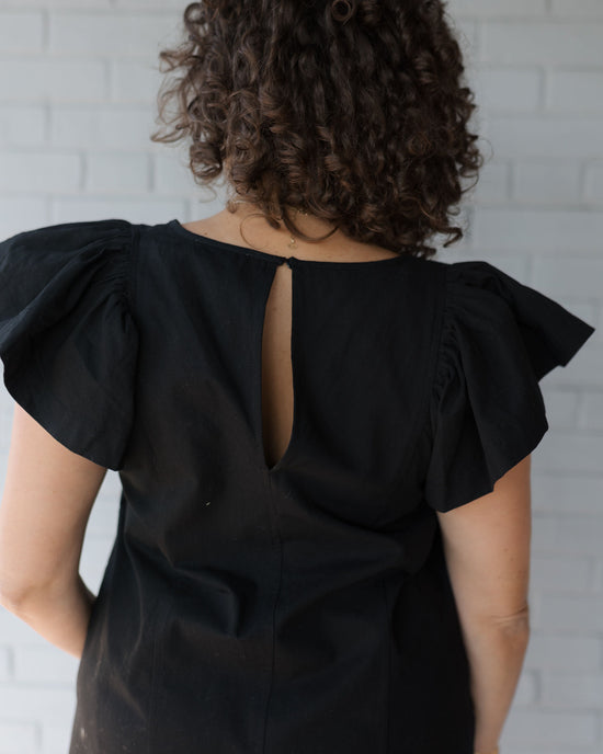 Regan Ruffle Sleeve Romper in Black