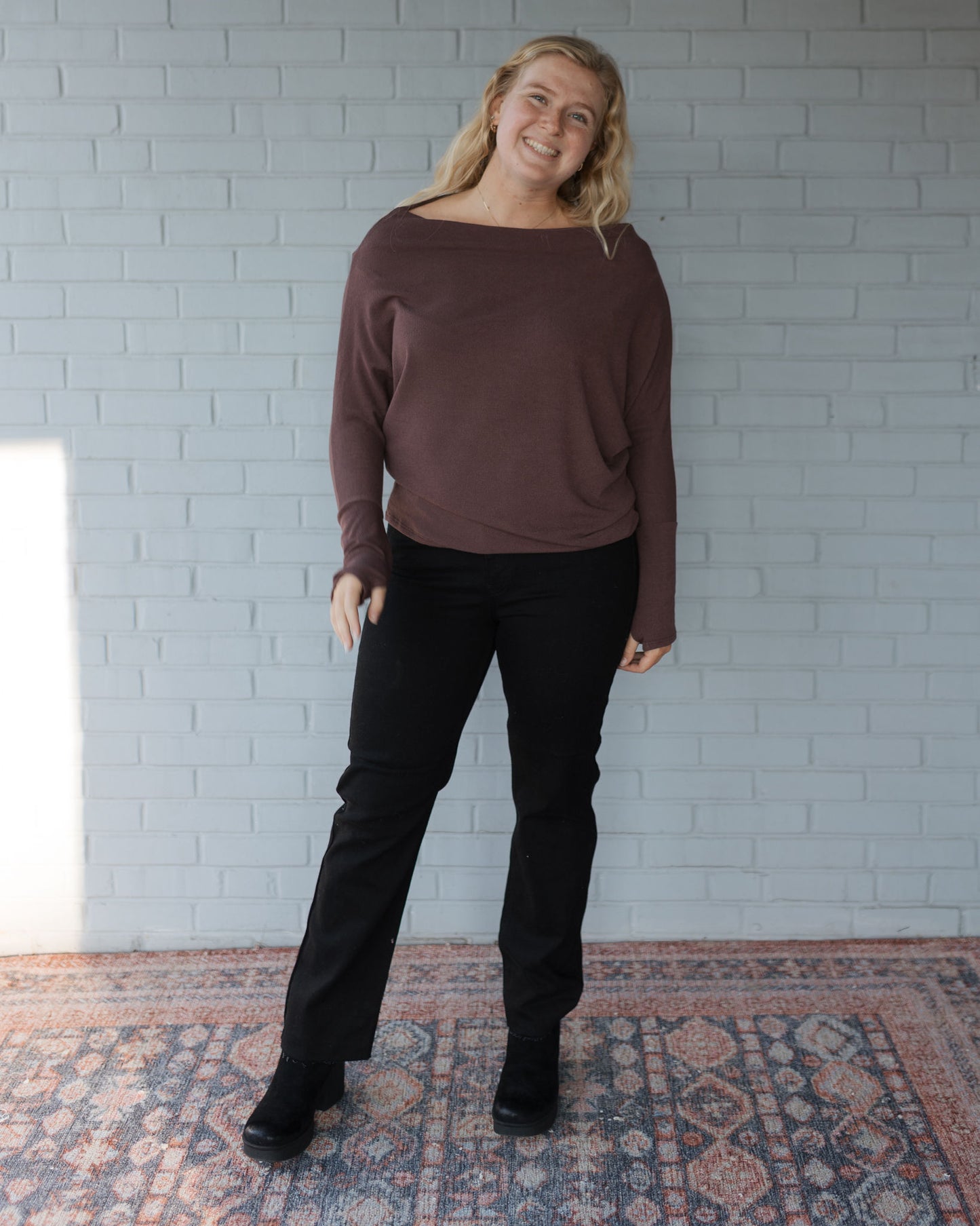 Fearless Off the Shoulder Sweater Raisin