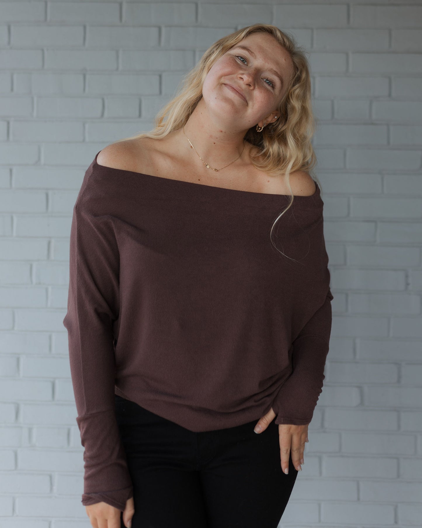 Fearless Off the Shoulder Sweater Raisin