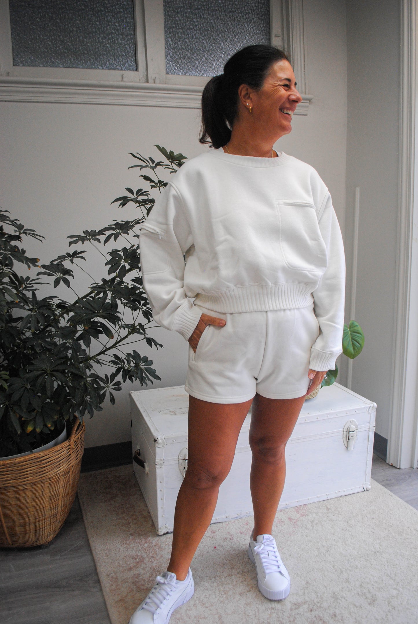 Carefree Fleece Shorts White