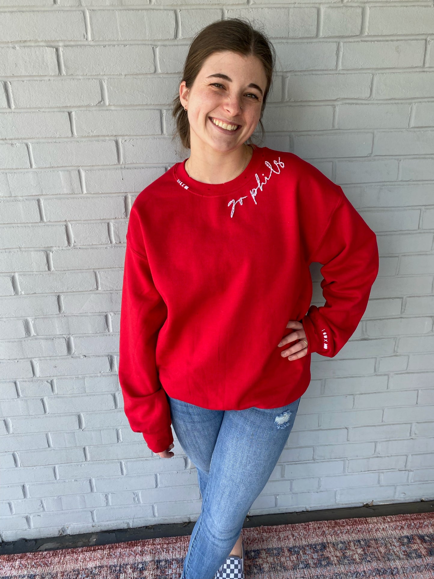 Go Phils Embroidered Crewneck