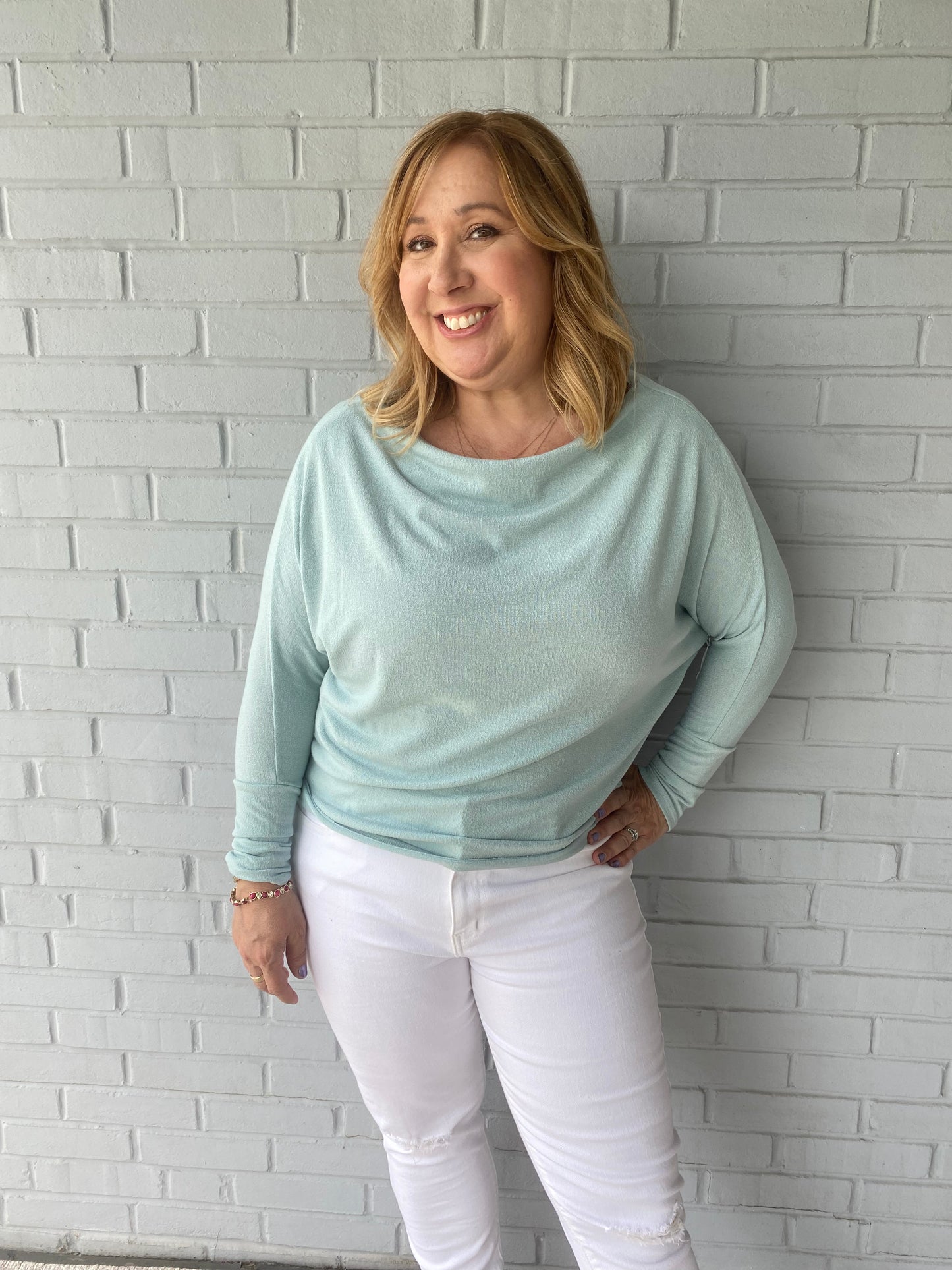 Fearless Off the Shoulder Sweater Mint