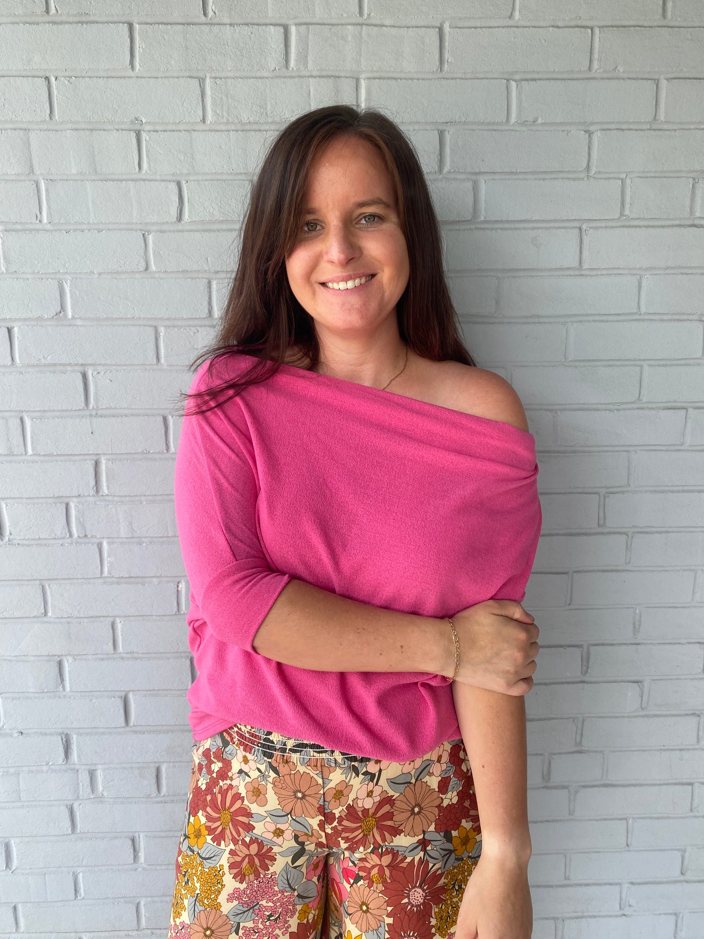 No Fear Short Sleeve Top in Punch Pink