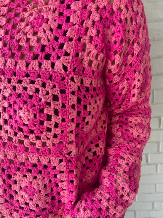 Load image into Gallery viewer, Shades of Pink Crochet Top

