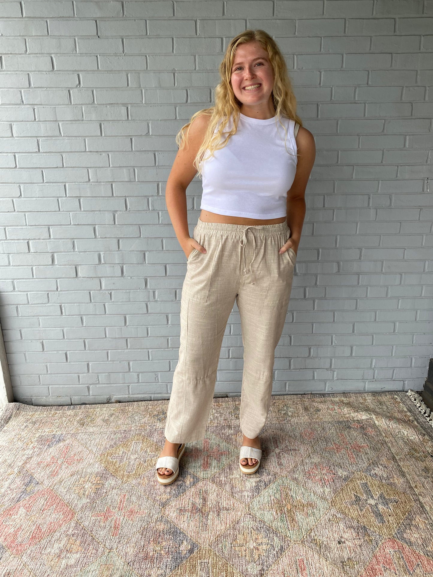 Sandy Stripes Linen Pant
