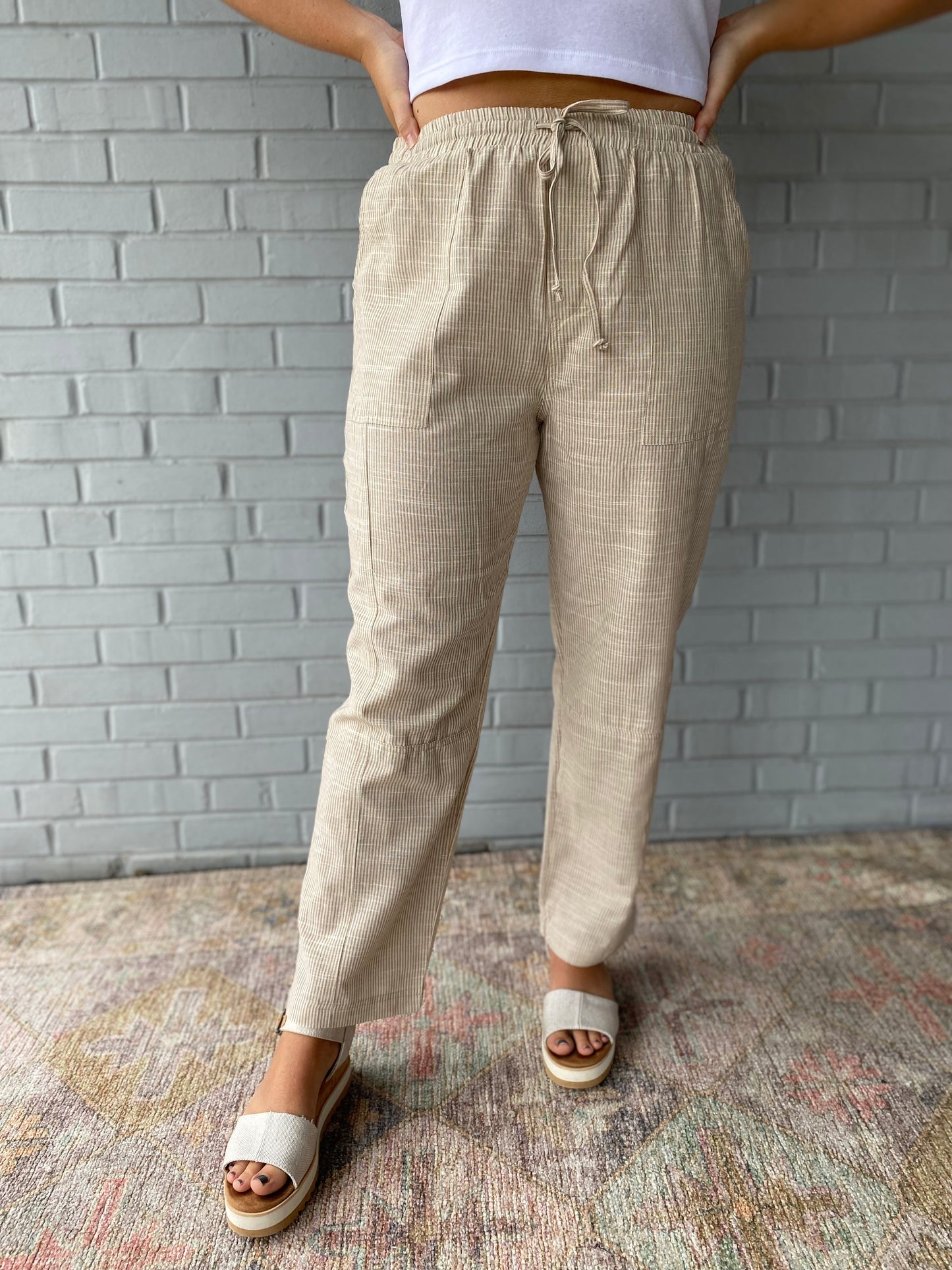 Sandy Stripes Linen Pant
