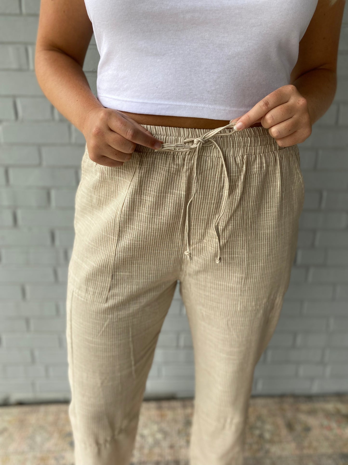 Sandy Stripes Linen Pant