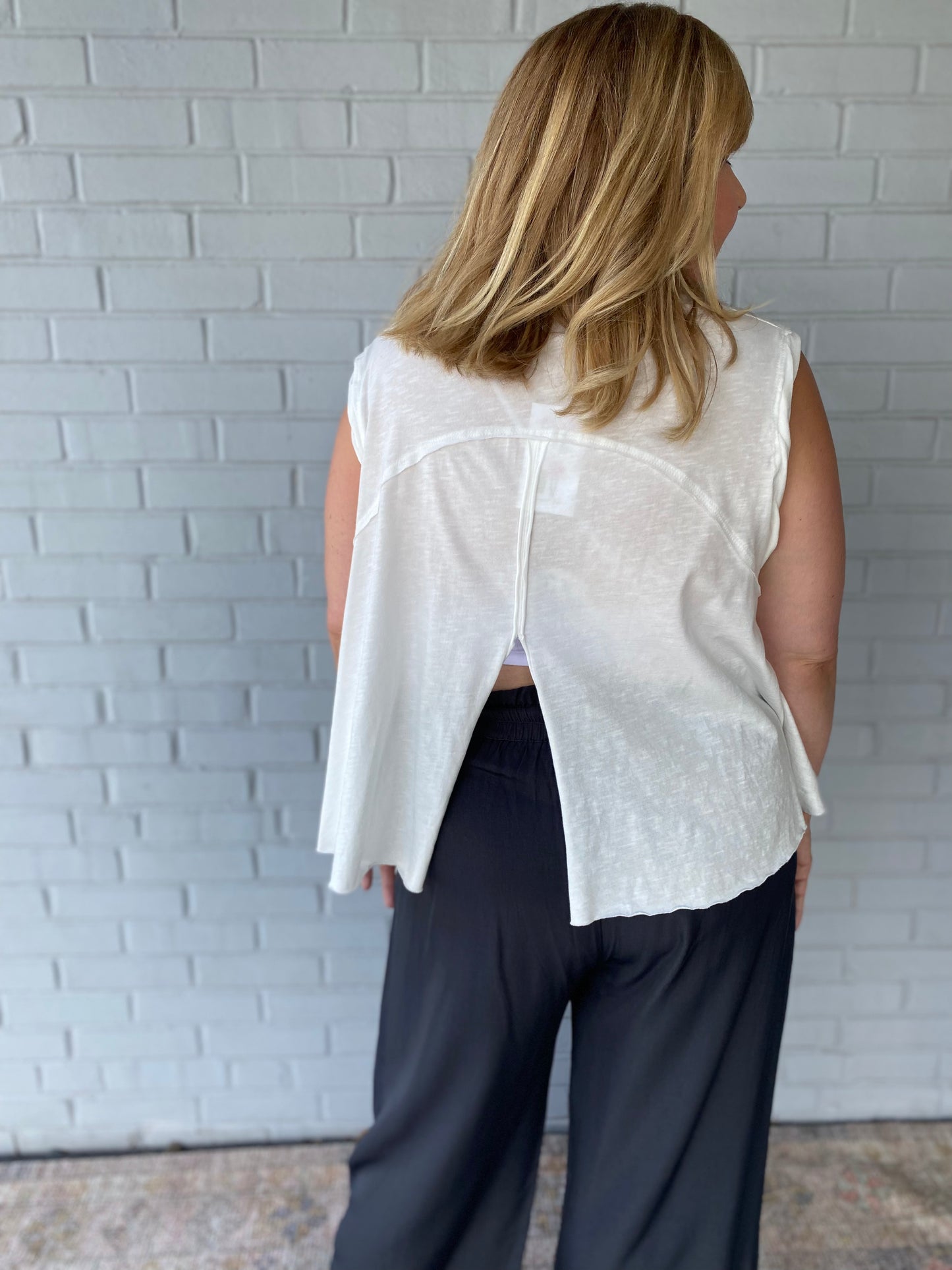 Trevor Mock Neck Sleeveless Top White