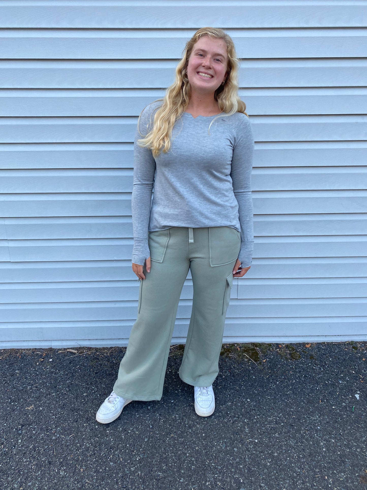 Payton French Terry Top in Heather Grey