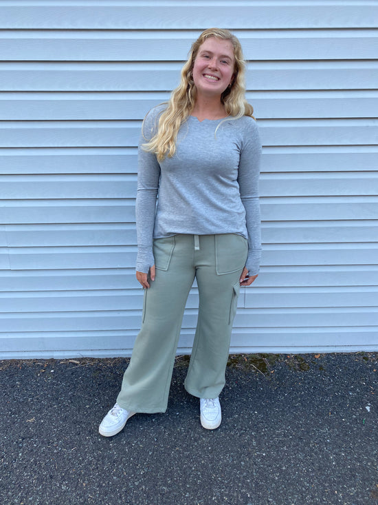 Payton French Terry Top in Heather Grey