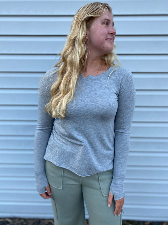 Payton French Terry Top in Heather Grey
