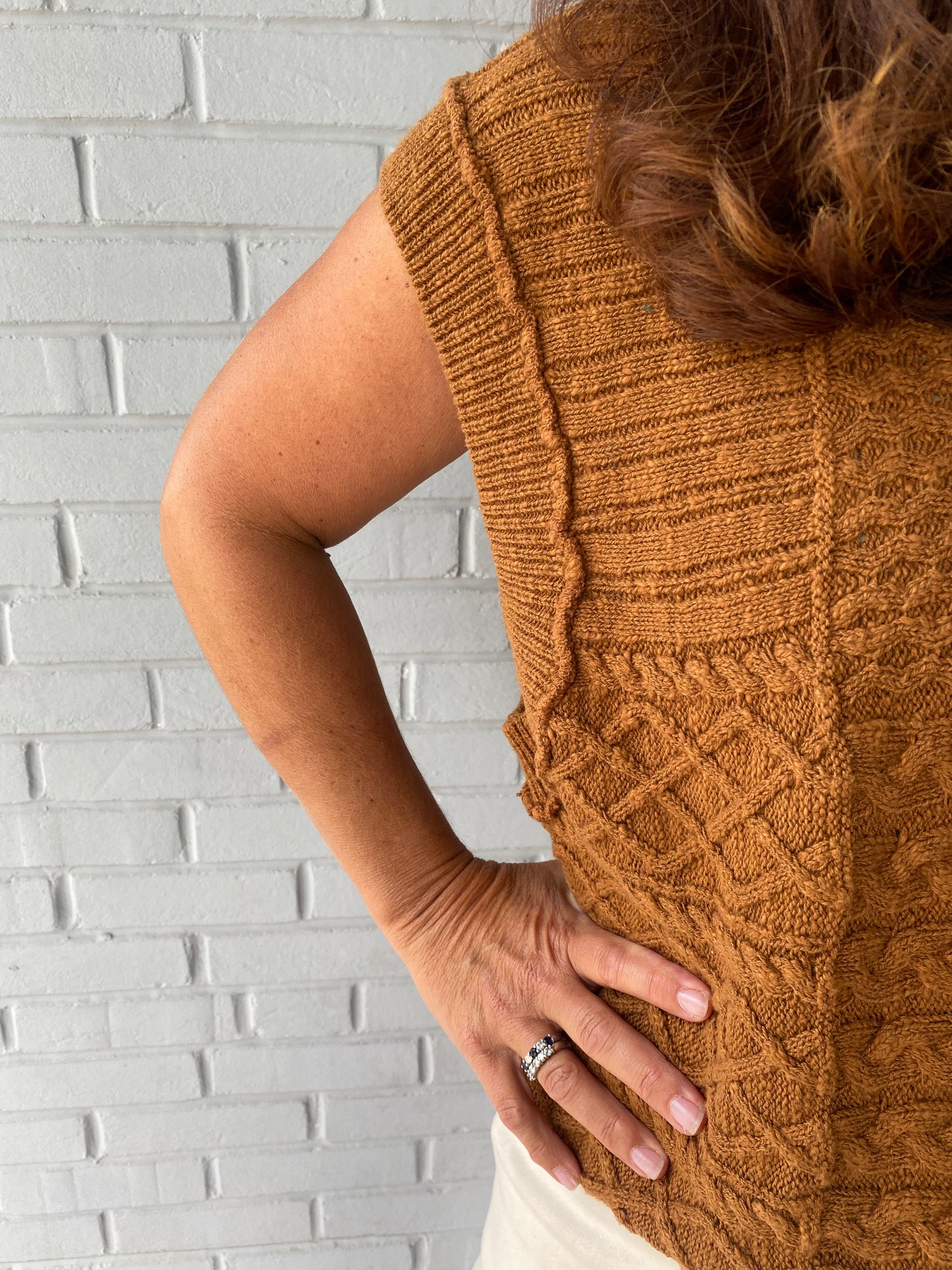 Marley Mixed Cable Sweater Vest in Mocha