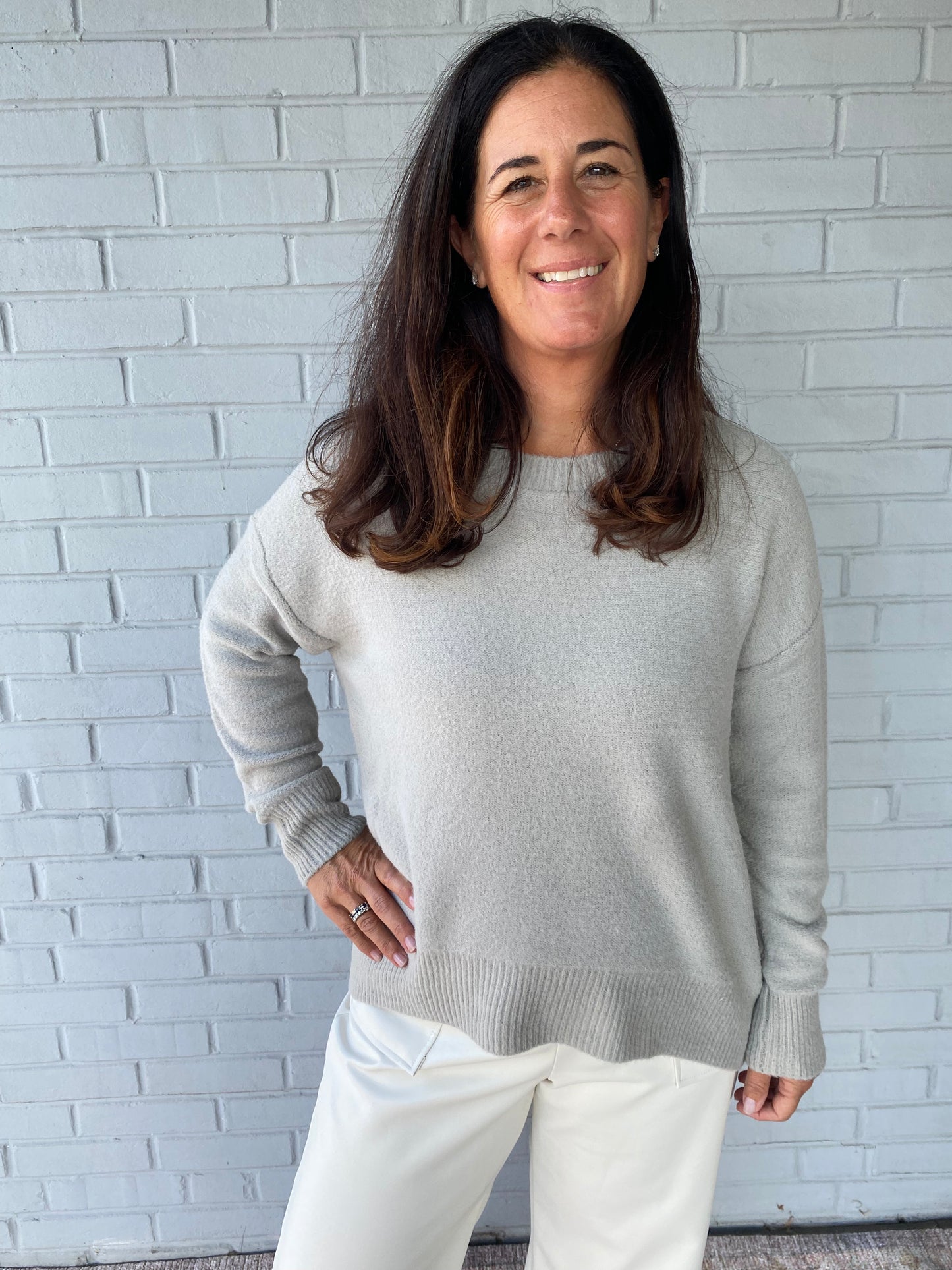 Charlie Crewneck Sweater in Light Gray