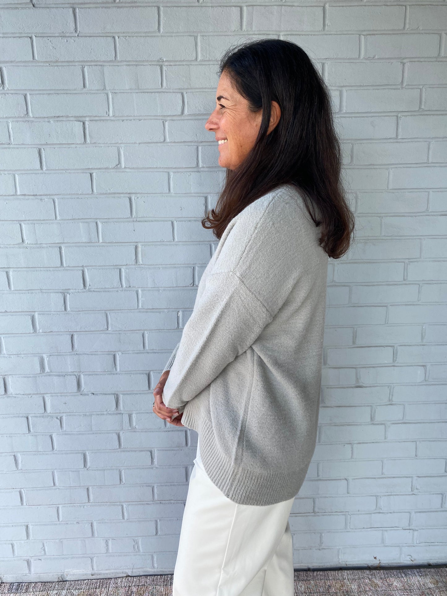 Charlie Crewneck Sweater in Light Gray