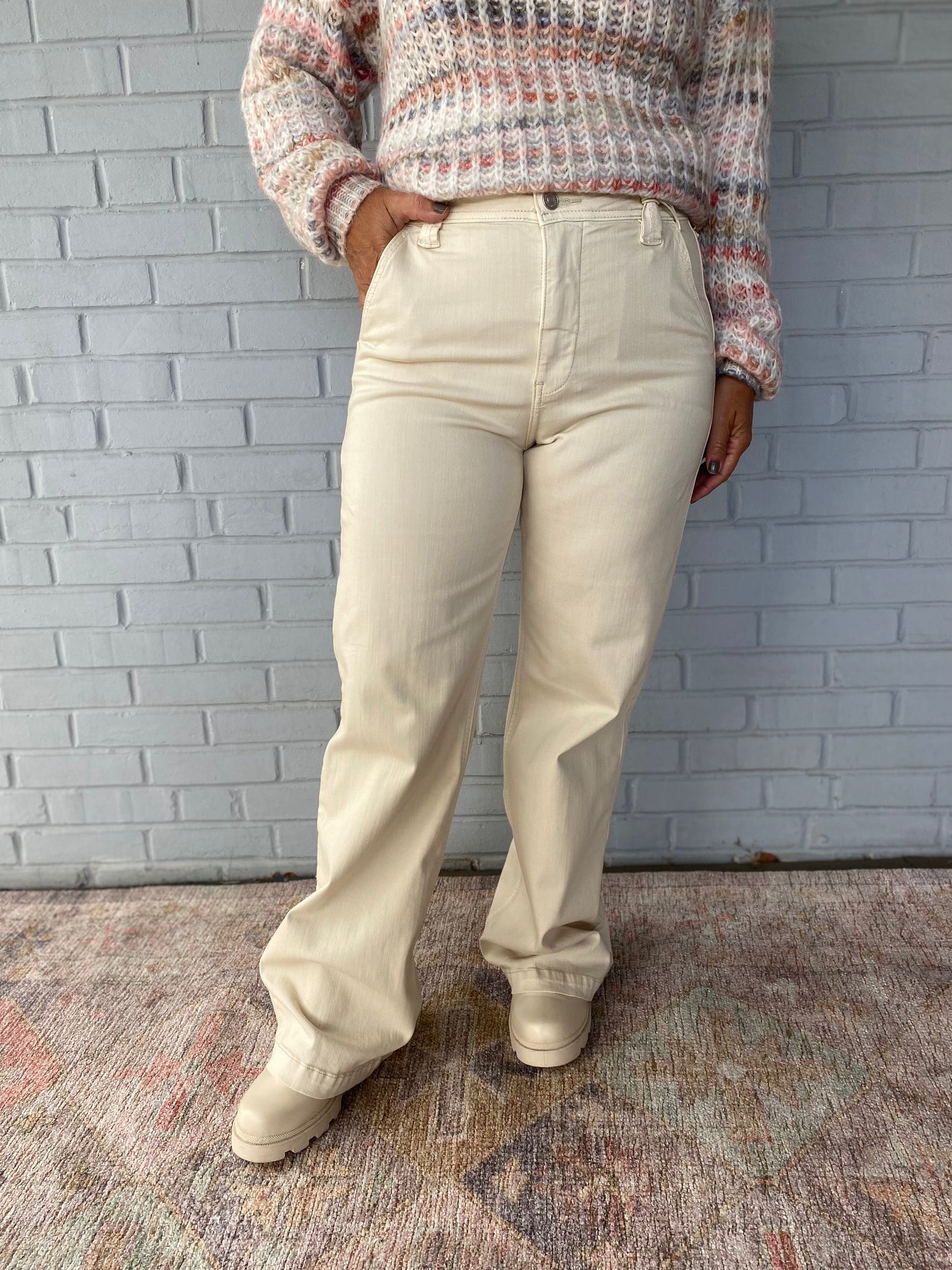 Holly High Rise Flares in Tan