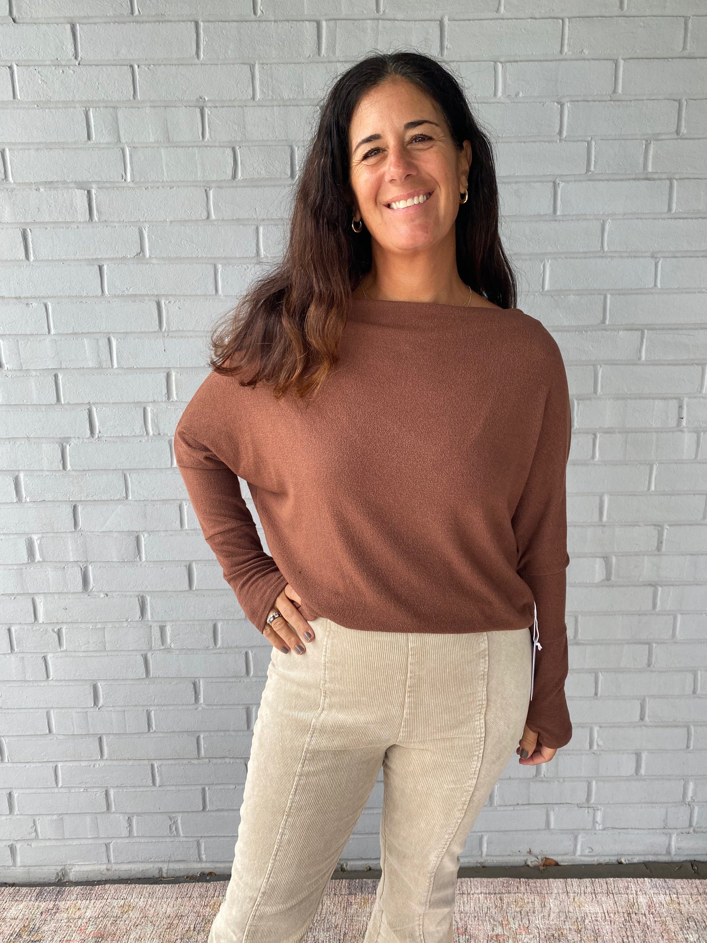 Fearless Off the Shoulder Brown