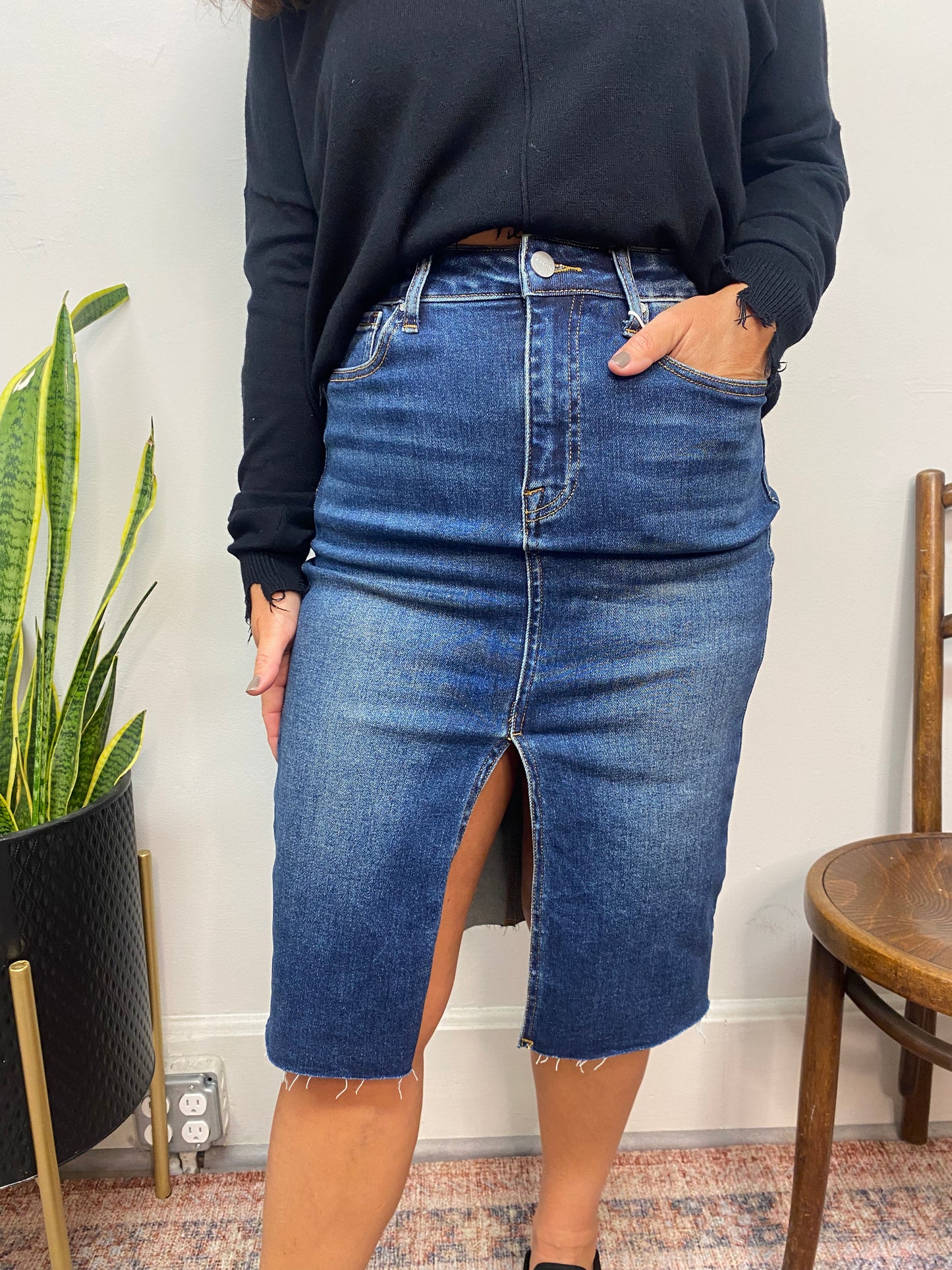 Load image into Gallery viewer, Tangled In Blue Denim Skirt
