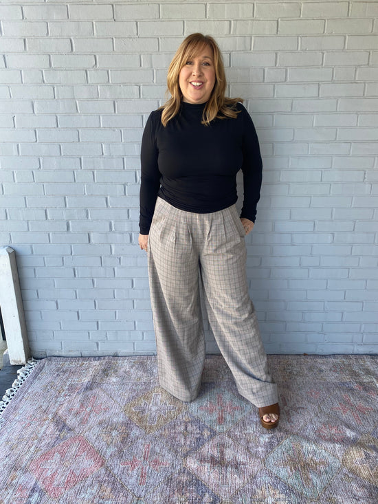 Sunrise Mist Wide Leg Plaid Pant