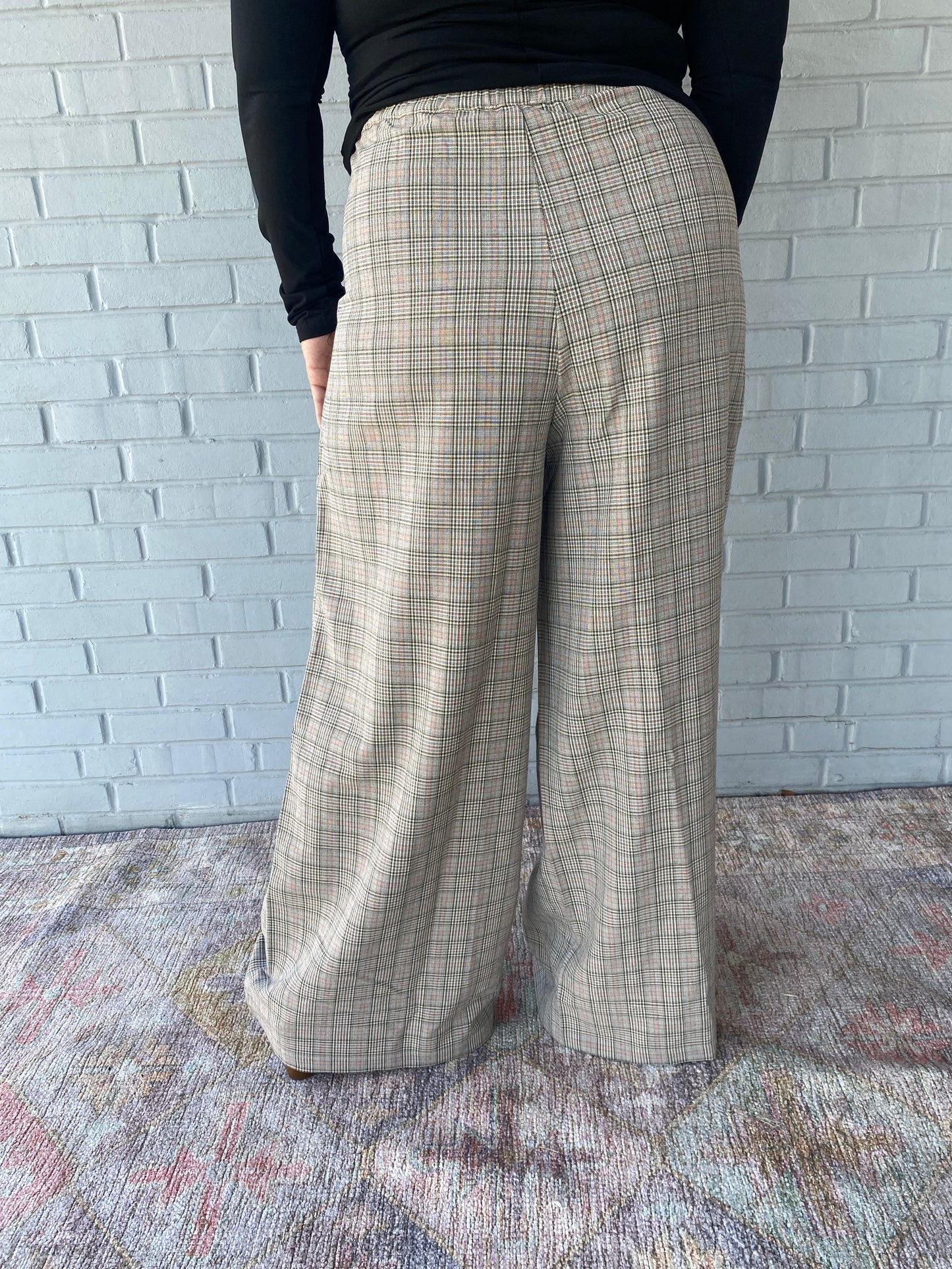 Sunrise Mist Wide Leg Plaid Pant