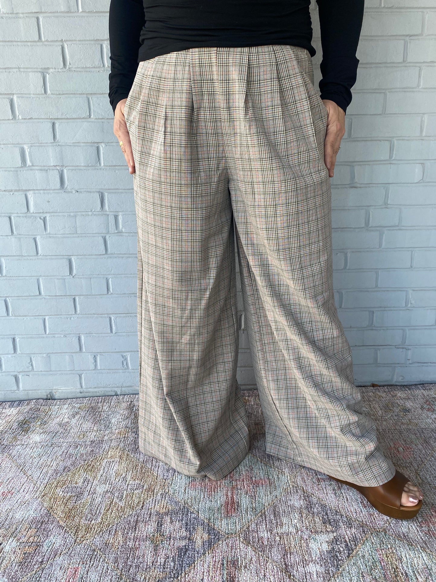 Sunrise Mist Wide Leg Plaid Pant