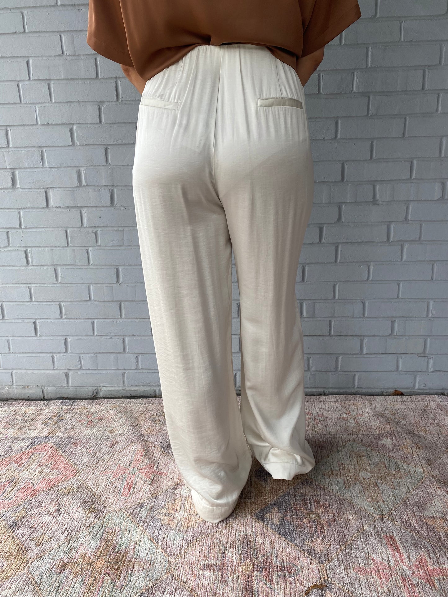 Mabel Wide Leg Dress Pants in Pearl