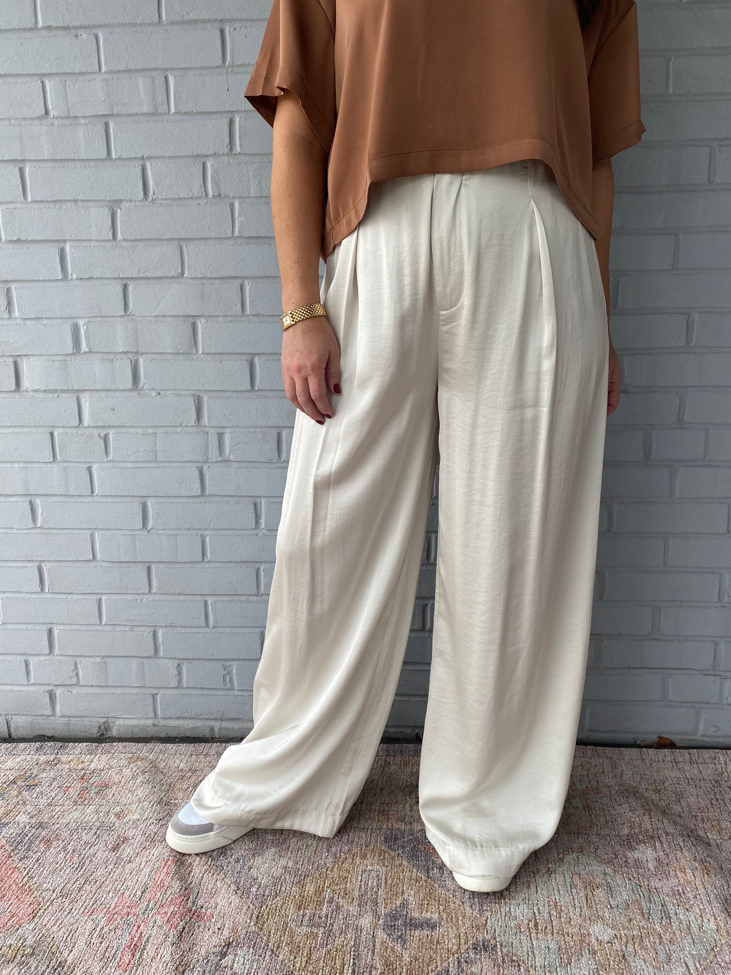 Mabel Wide Leg Dress Pants in Pearl