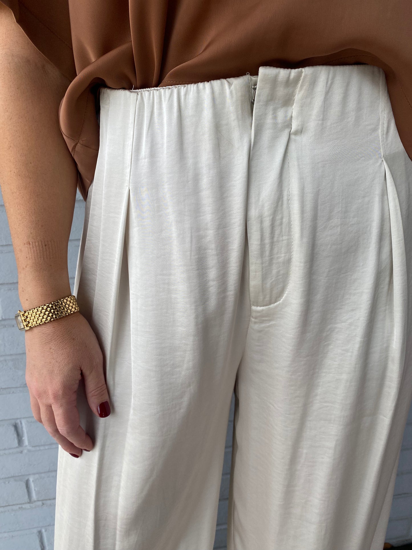 Mabel Wide Leg Dress Pants in Pearl