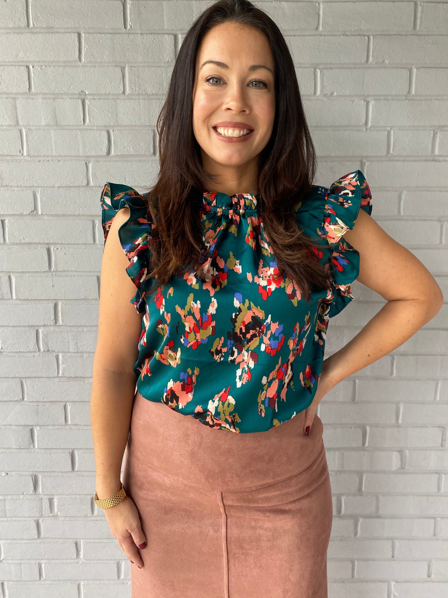 Splash of Color Ruffle Top