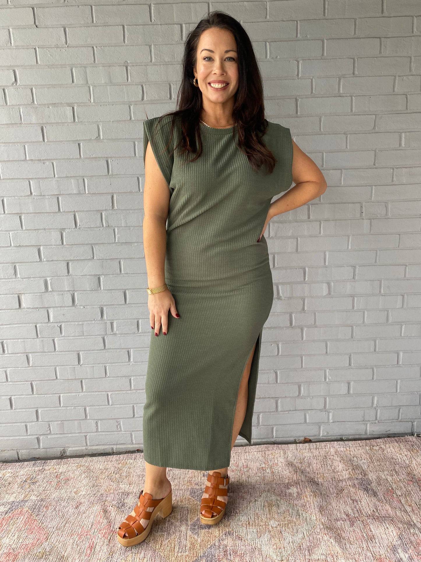 Olivia Midi Dress- Olive