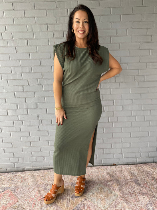 Olivia Midi Dress- Olive