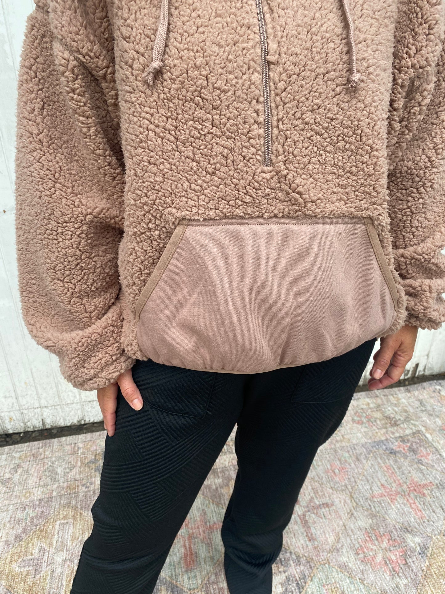 Mocha Fuzzy Fleece Half Zip