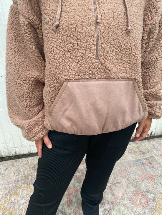 Mocha Fuzzy Fleece Half Zip
