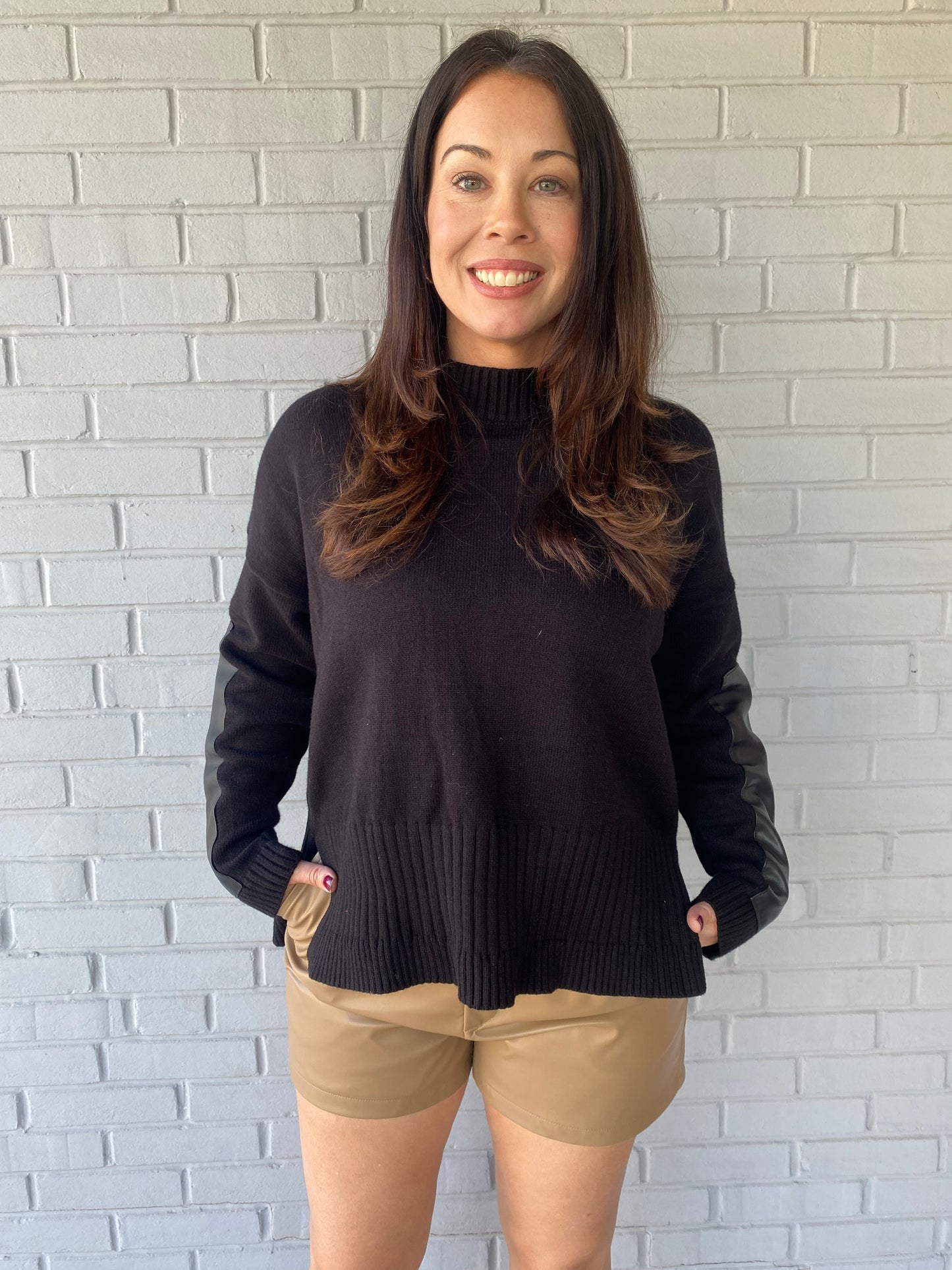 Stevie Leather Crew Sweater