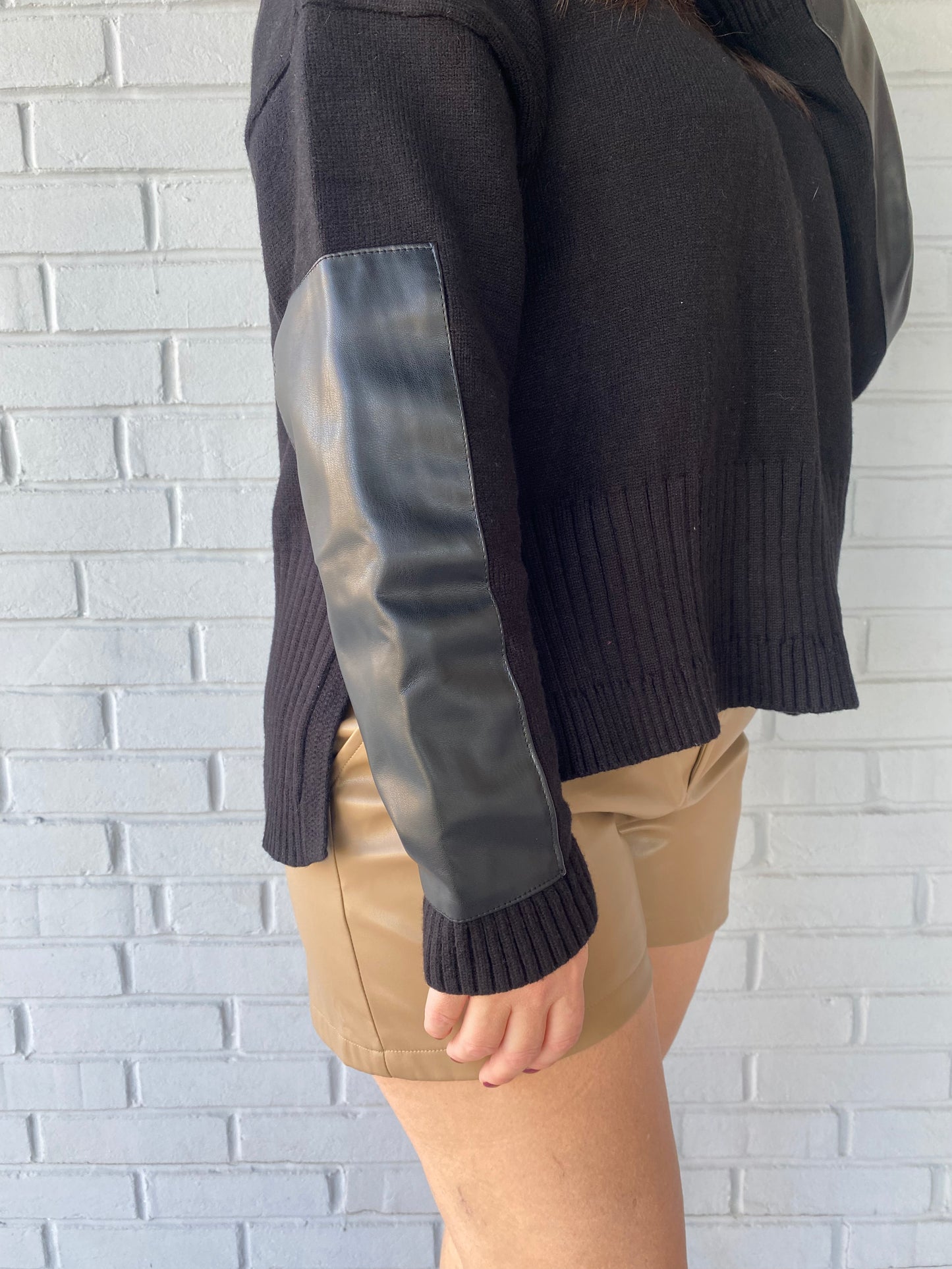Stevie Leather Crew Sweater