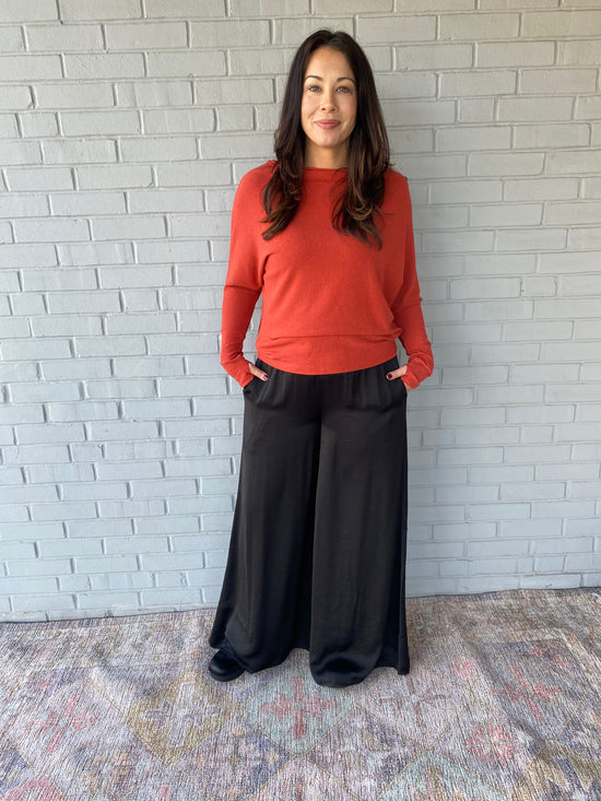 Sasha in Satin Wide Pants Black