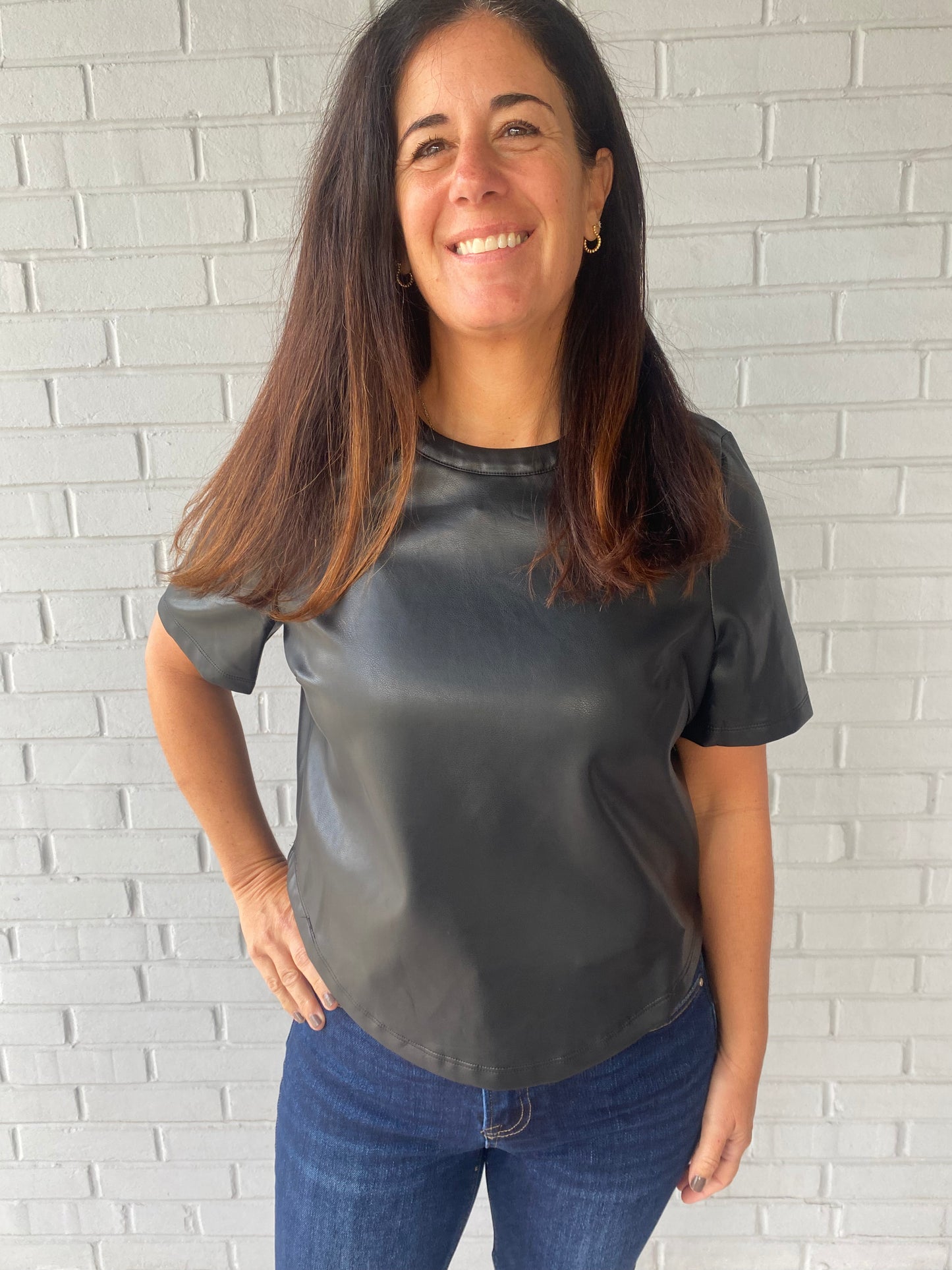 Brooklyn Faux- Leather Top